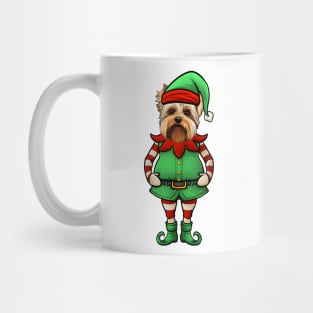 Funny Christmas Elf Biewer Terrier Dog Mug